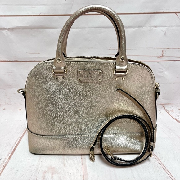 Kate Spade Wellesley Rachelle Metallic Rose Gold Leather Crossbody Handbag - Picture 3 of 9